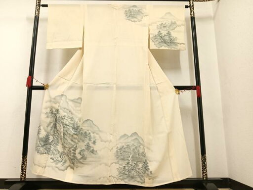 平和屋着物*夏物 訪問着 絽 手描き 風景樹林文 正絹 逸品 AAAV4510ph 平和屋着物*夏物 訪問着 絽 手描き 風景樹林文 正絹 逸品 AAAV4510ph