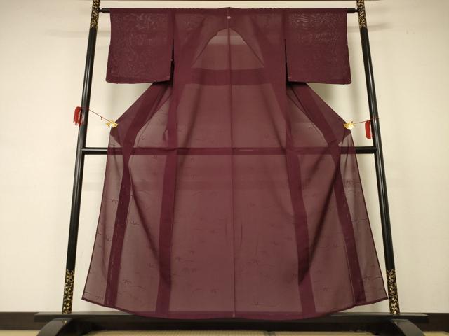 平和屋着物＊夏物　色無地　絽　葡萄茶色　正絹　逸品　AABD4592jd