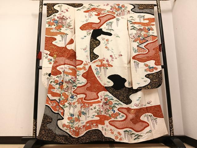 平和屋着物●豪華振袖駒刺繍絞り御所...