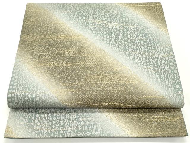 平和屋着物●小堀三千尋 全通柄袋帯 幾何学霞花文 金通し地 正絹 逸品 DAAV9206ob