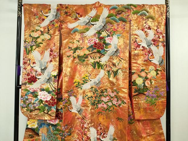 平和屋の平和屋本店●極上　中国三大刺繍　相良刺繍　色打掛　和装　婚礼　結婚式　花嫁　神社挙式　孔雀飛鶴吉祥花文　金糸　逸品　DZAB7448kh6｜アングル3