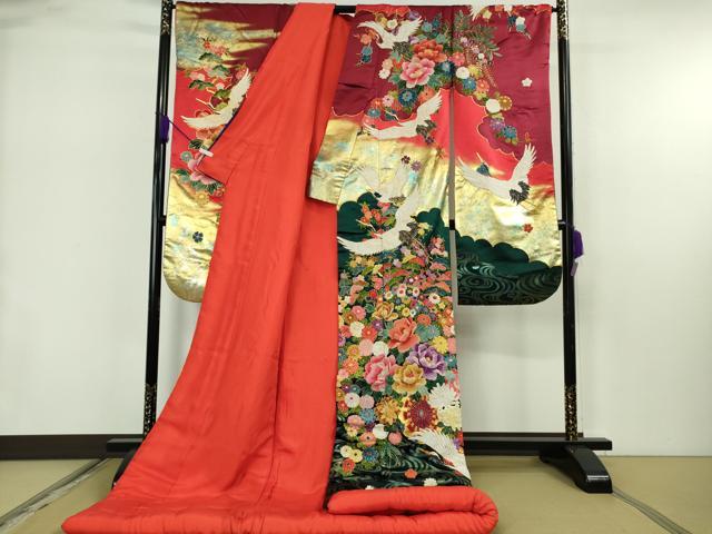 平和屋の平和屋本店●極上　中国三大刺繍　相良刺繍　色打掛　和装　婚礼　結婚式　花嫁　神社挙式　駒刺繍　飛鶴花車　金糸　逸品　DZAB7449kh6｜アングル2