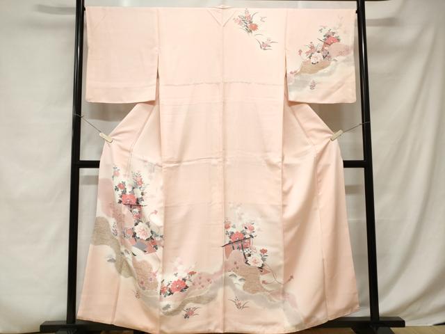 平和屋着物■訪問着　道長几帳草花文　暈し染め　金彩　正絹　逸品　CABC6255ev