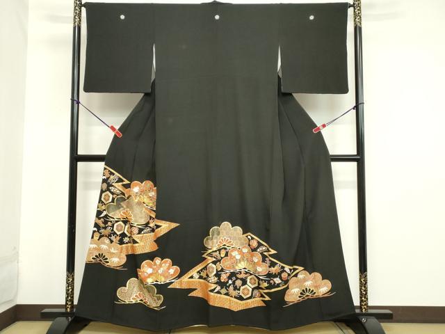 平和屋着物■豪華黒留袖　駒刺繍　宝尽くし　金彩　正絹　逸品　DAAX5110cd