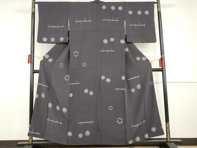 平和屋着物●上質な小紋　絞り　幾何学丸文　金彩　正絹　逸品　AABI0112cs