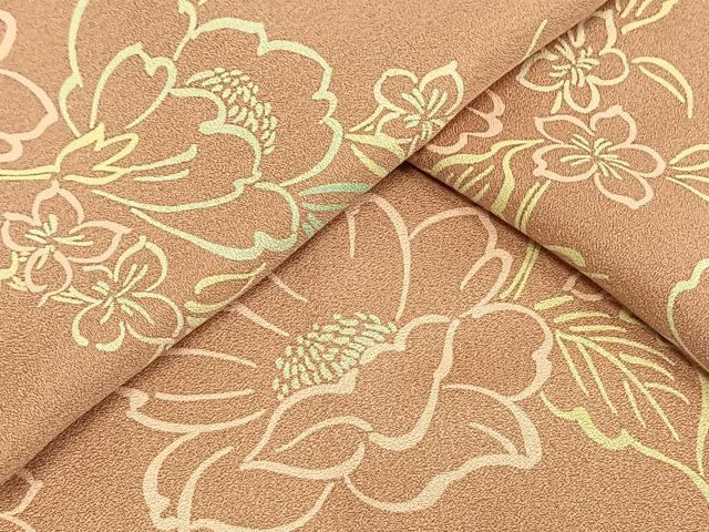 平和屋着物▽上質な小紋 単衣 草花文 正絹 逸品 AAAV8496fy