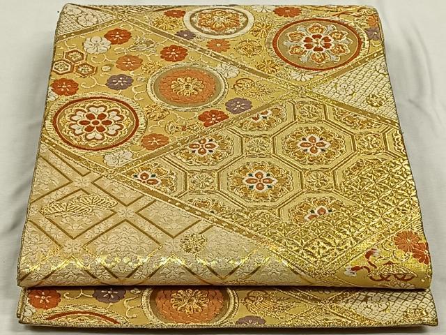 平和屋着物◎六通柄袋帯　菱花丸文　金銀糸　正絹　逸品　CAAL6645qv