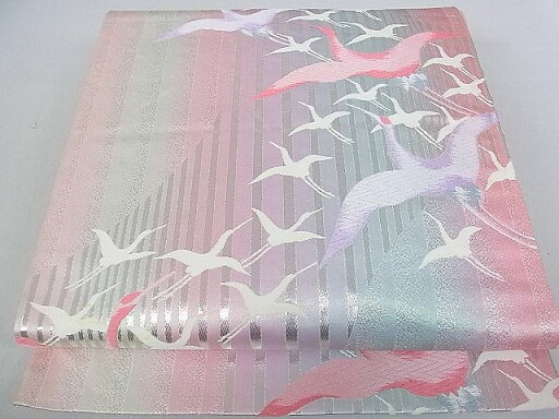 平和屋着物■両面六通柄袋帯 飛鶴文 銀糸 逸品 DAAB0409ud 平和屋着物■両面六通柄袋帯 飛鶴文 銀糸 逸品 DAAB0409ud