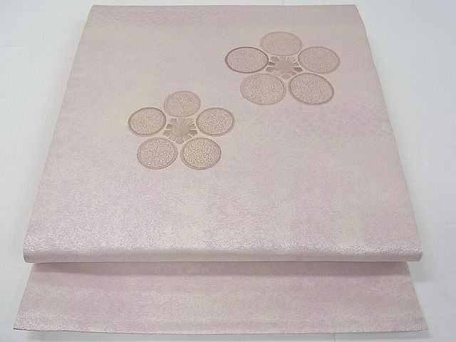 平和屋着物■六通太鼓柄袋帯　刺繍　舞花文　銀糸　逸品　ya0039