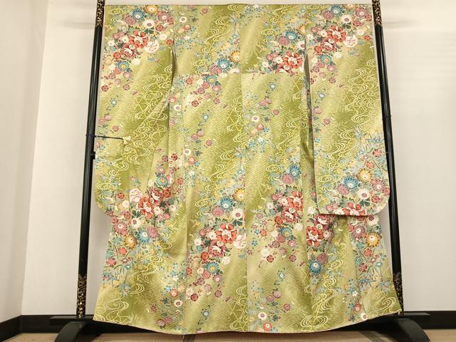 平和屋着物●豪華振袖　枝花文　暈し染め　金彩　正絹　逸品　AABF0340fy