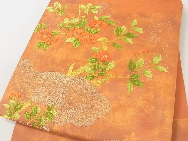平和屋着物■九寸名古屋帯 唐織 枝花文 金糸 逸品 ma3349