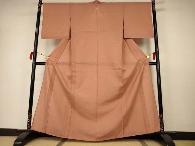 平和屋着物＊夏物　色無地　変わり絽　櫨色　正絹　逸品　AAAX2302jd...