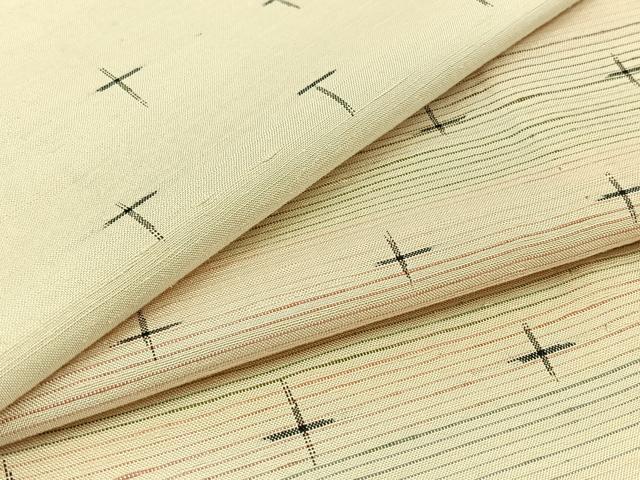 平和屋着物▽上質な紬　単衣　十字絣　正絹　逸品　AABC1210jh