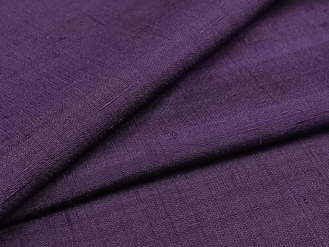 平和屋着物▽上質な紬　単衣　菖蒲色　正絹　逸品　AABC1221jh