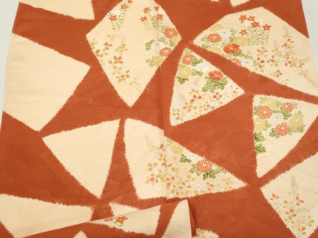 平和屋着物▼付下げ　反物　着尺　絞り　草花文　逸品　未使用　DAAZ4602we