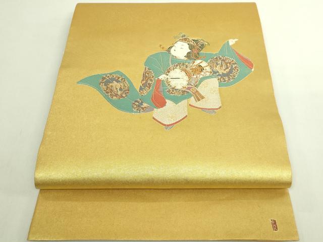 平和屋着物●極上　加賀友禅の巨匠　初代　由水十久　太鼓柄袋帯　一鼓　本金箔　逸品　DZAB5757kh6