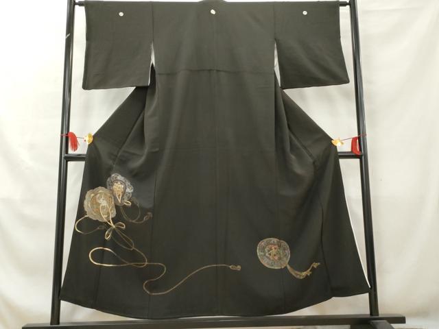 平和屋着物■豪華黒留袖　刺繍　鏡裏鳳凰花文　金銀糸　正絹　逸品　AAAZ6042cs