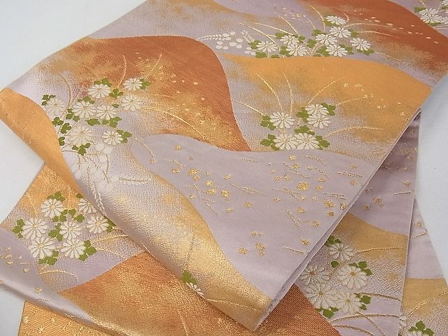 平和屋着物■六通柄袋帯　唐織　遠山花文　金糸　逸品　ya0034