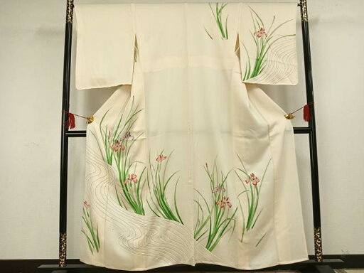 平和屋着物▽訪問着 単衣 刺繍 流水草花文 金彩 正絹 逸品 AAAT7419fy 平和屋着物▽訪問着 単衣 刺繍 流水草花文 金彩 正絹 逸品 AAAT7419fy