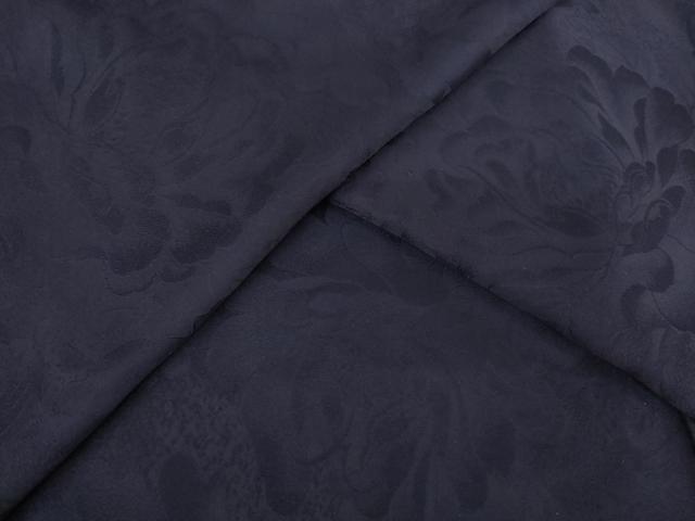 平和屋着物●青藍舎　色無地　天然灰汁発建本藍染　花尽くし地紋　黒紅色　正絹　逸品　AABF2883ck