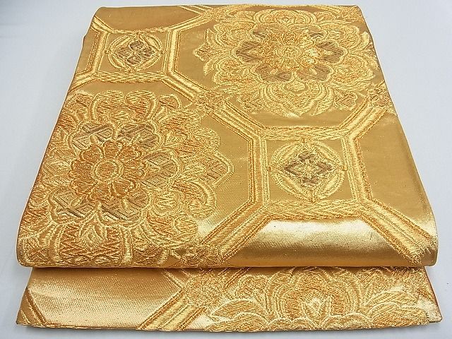 平和屋着物■六通柄袋帯 正倉院天井花文 金糸 逸品 ox3449