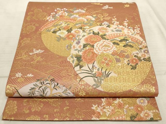 平和屋着物◎六通柄袋帯　唐織　桃山蒔絵小袖文　金糸　正絹　逸品　AAAO5314sx