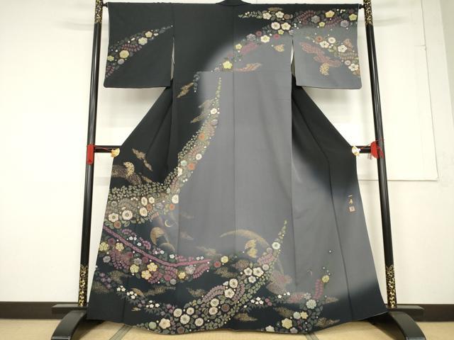平和屋着物●吉乃一廉　幻の辻が花　訪問着　舞花文　金彩　正絹　逸品　AABF2887ck