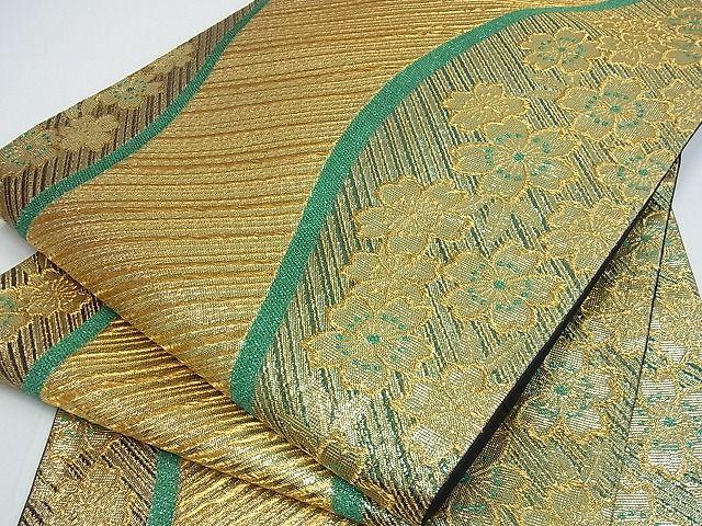 平和屋着物■六通柄袋帯 斜線舞花文 金糸 逸品 ox3431