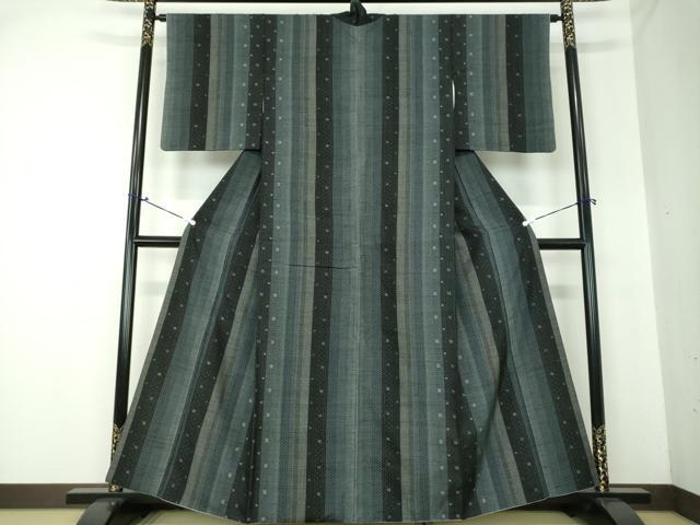 平和屋着物●結城紬　100亀甲　変わり間道　正絹　逸品　DAAS3002ps