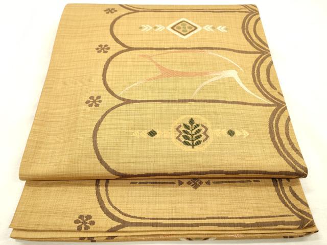 平和屋着物◎六通柄袋帯　動物抽象文　楽山　正絹　逸品　DABI3967ya