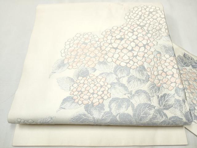 平和屋着物●九寸名古屋帯　唐織　紫陽花　正絹　逸品　CABA1052hy