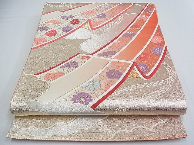 平和屋着物■六通柄袋帯　唐織　瑞雲几帳花紋　金銀糸　逸品　ox3442