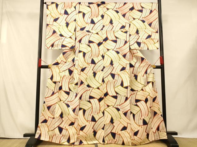 Rakuten - 平和屋着物■上質な小紋　巻絵重ね文　金彩　正絹　逸品　未使用　AABG9734fw
