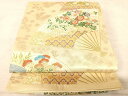 平和屋着物◎六通柄袋帯 唐織 扇面花文 金糸 正絹 逸品 AAAU3001yx