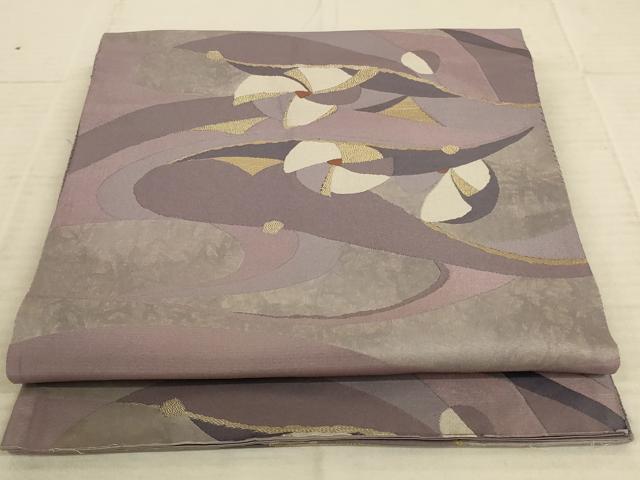 平和屋着物◎六通柄袋帯　流水花文　金糸　正絹　逸品　AAAX1998ou