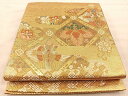 平和屋着物◎六通柄袋帯 菱天井向かい鶴花文 金銀糸 正絹 逸品 BAAT1972if