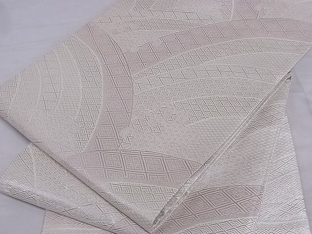 平和屋着物■佐賀錦　全通柄袋帯　吉祥立波文　銀糸　正絹　逸品　A-sx7682