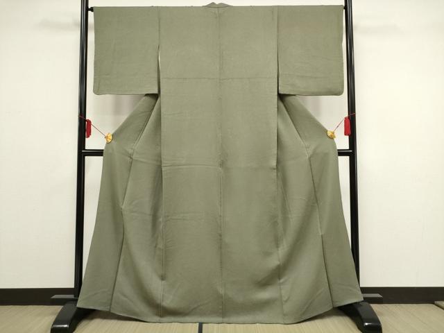 平和屋着物■上質な色無地 鶸茶色 正絹 逸品 AAAU2653ma