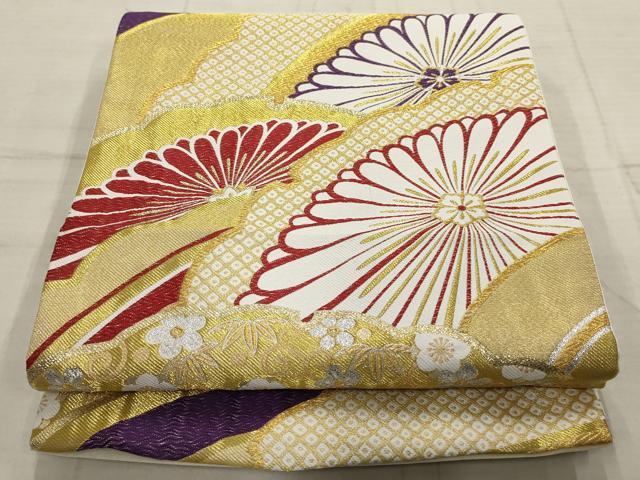 乐天商城 - 平和屋着物▼六通柄袋帯　雪輪花文　金銀糸　正絹　逸品　AABD2811wj