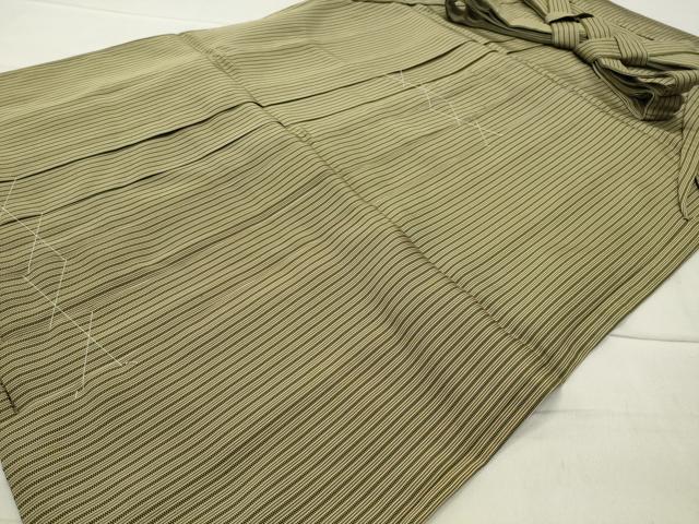 平和屋着物●男性　馬乗り袴　縞　正絹　逸品　未使用　CABC8185gh