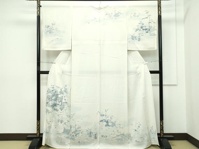 Summer Wear - 平和屋本店■極上　夏物　訪問着　風景文　絽縮緬　暈し染め　銀彩　砥粉色地　逸品　未使用　CZAA2645s5