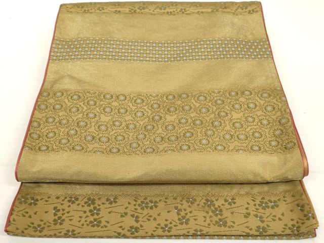 平和屋着物◎六通柄袋帯　横段花文　正絹　逸品　AAAX2602sg