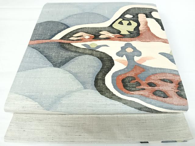 平和屋着物◎太鼓柄袋帯　紬地　幾何学文様　正絹　逸品　AABA6269yx