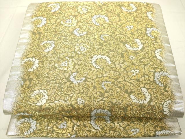 平和屋着物◎六通柄袋帯　唐織　更紗花文　金銀糸　正絹　逸品　DAAX5284cd