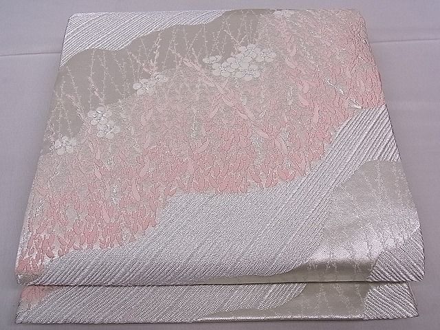 平和屋着物■六通柄袋帯　唐織　源氏物語　銀糸　逸品　dy6083