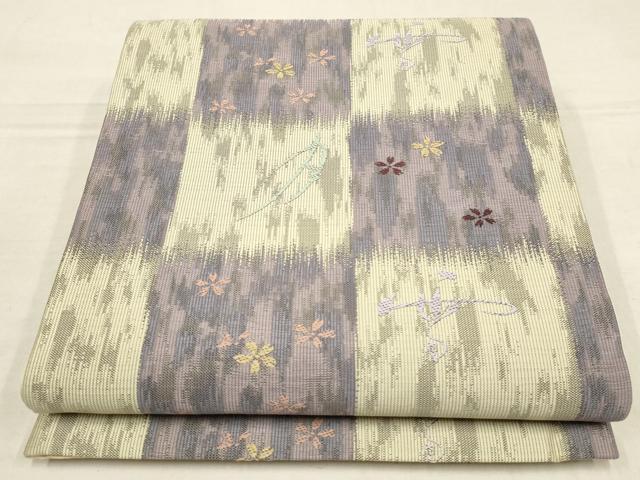 平和屋着物▼六通柄袋帯　唐織　雪月花　市松花文　正絹　逸品　AAAZ6619wj