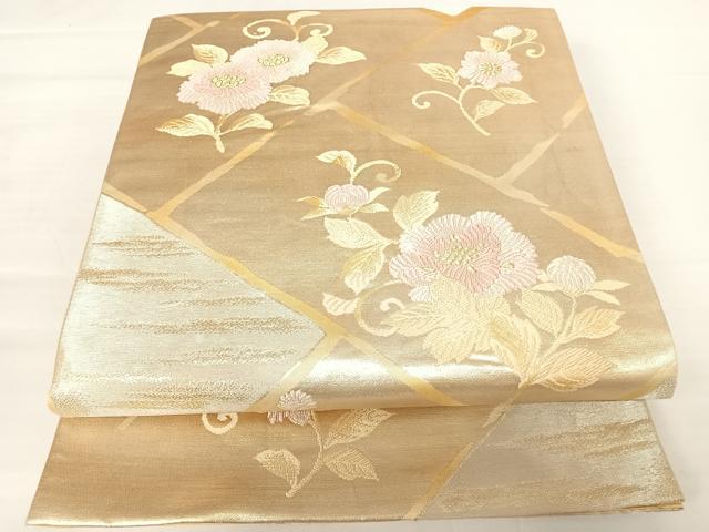 平和屋着物◎六通柄袋帯　唐織　草花文　金銀糸　正絹　逸品　AABA6275yx