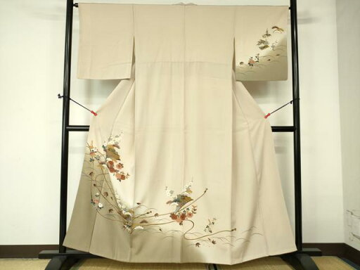 平和屋着物■訪問着 舞扇吉祥花文 松竹梅 暈し染め 金彩 正絹 逸品 DAAQ5166cm 平和屋着物■訪問着 舞扇吉祥花文 松竹梅 暈し染め 金彩 正絹 逸品 DAAQ5166cm