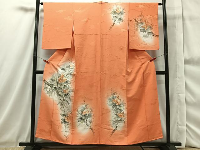 平和屋着物■訪問着 手描き 枝花文 暈し染め 正絹 逸品 CAAR5679xi
