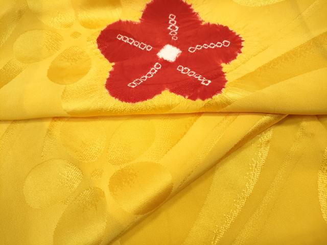 Full-Length Under-Kimono - 平和屋着物●振袖用長襦袢　無双仕立て　絞り　舞花文　正絹　逸品　CABD7532ut